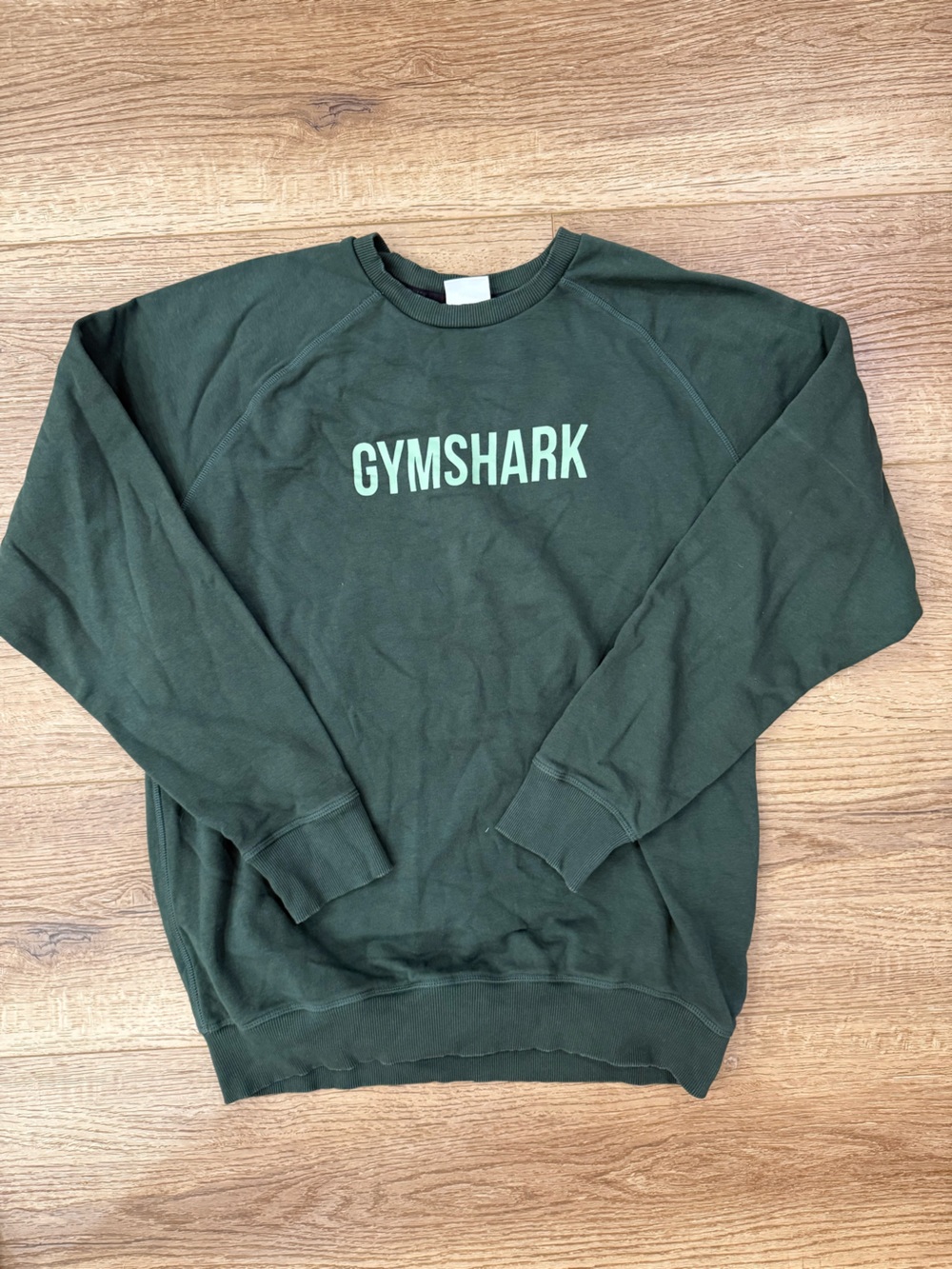 Gymshark Men's Crew Sweatshirt in Forest Green with Mint Logo